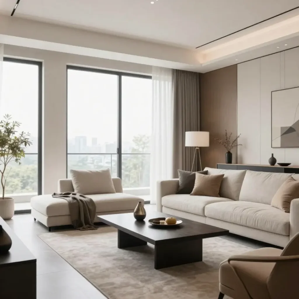 تصميم وتنفيذ ديكور داخلي لغرف المعيشة